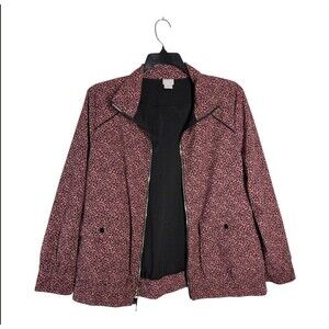 Chico's Zenergy Jacket Women's 16/18 Pink Leopard Print Full Zip Elastic Waist